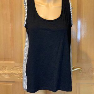 LOFT SIZE BLACK STRIPES SLEEVELESS TOP